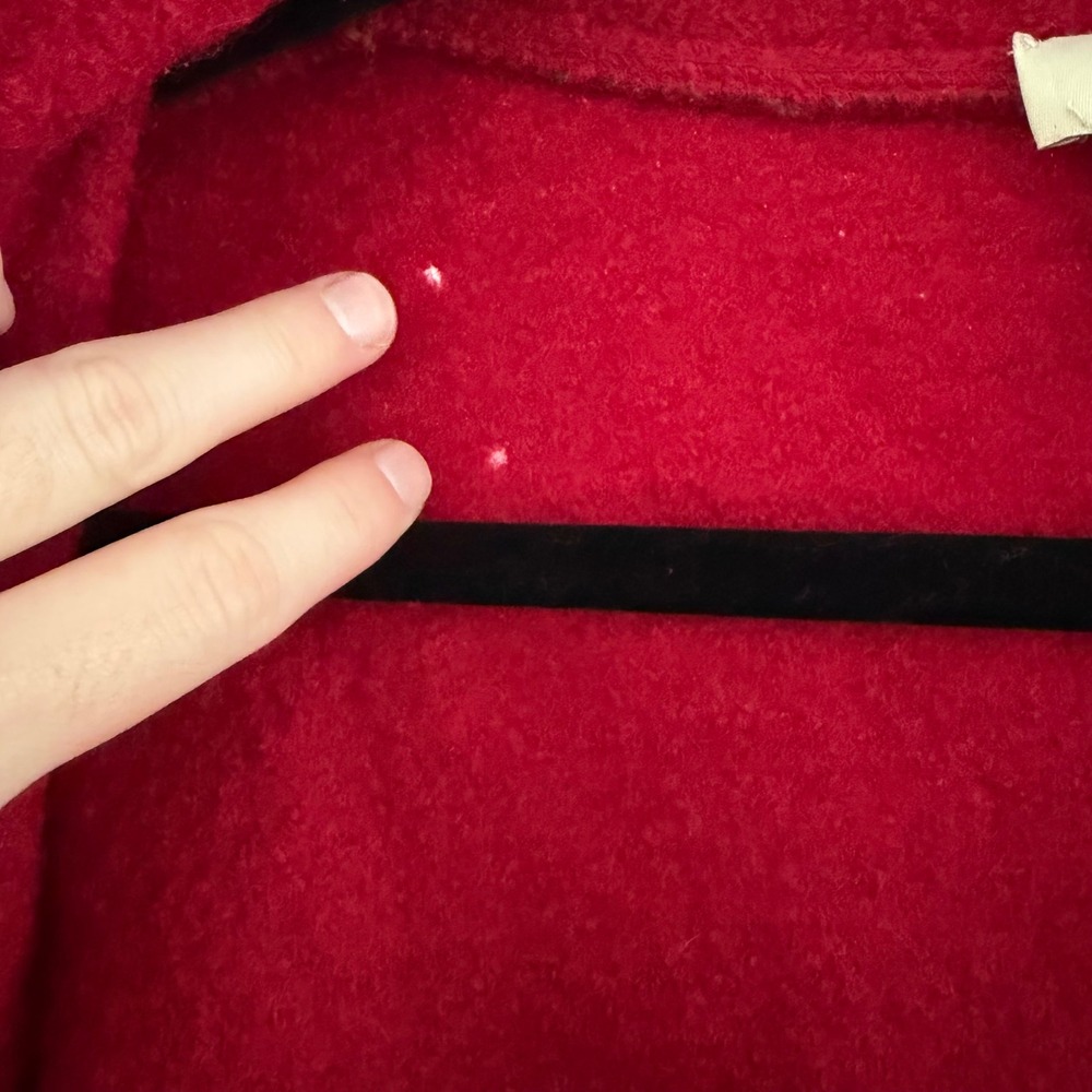 Appleseeds Red Boiled Wool Coat Womens Large Ornate Silver Button Stand Collar - Picture 5 of 9